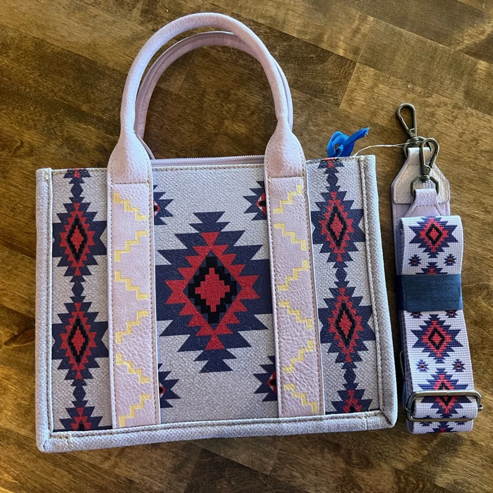 Wrangler Geometric Pink and Purple Tote - Picture 2 of 2